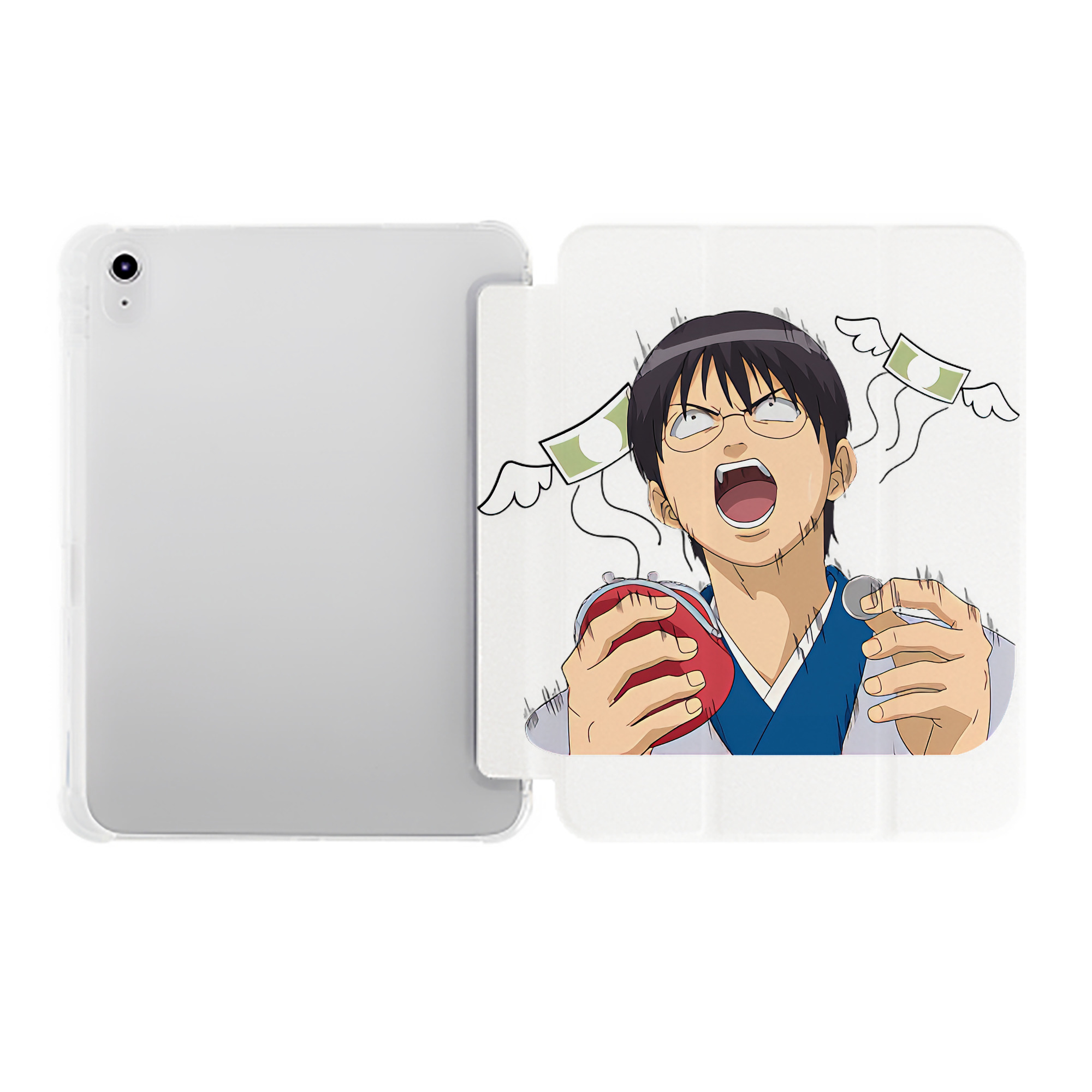（画像用） ぎんたま 坂田銀時（さかたぎんとき） 神楽 志村新八（しむら しんぱち） GINTAMA Sakata Gintoki Kagura Shimura Shinpachi IPad ケース ペン収納付き 三つ折りスタンド PUレザー×シリコン 対応機種9.5/10.5/10.9インチ
